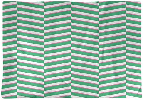 Dana Strider Two Color Fractured Stripes Table Placemat, 18 x 14, Green & Pink