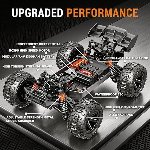 V3 1/14 Fast RC Cars for Adults, 4x4 Offroad Waterproof Monster Truck | 40+ mph High Speed Remote Control Drift Buggy Car , Electric Powered All Terrain Truggy with 2S Battery for Snow Sand