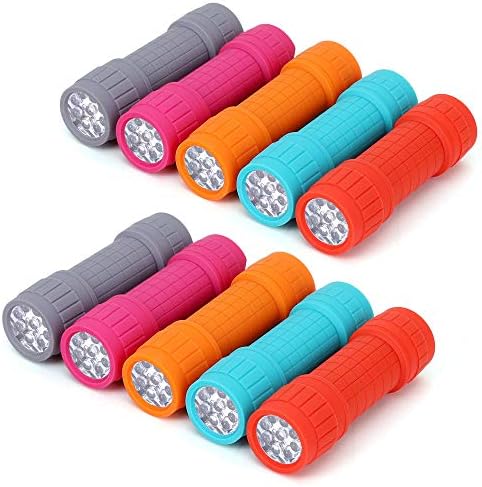 FASTPRO 10-Pack 9-LED Mini Flashlight Set with AAA Batteries Included | Small FLashlights with Lanyard, For Class Teaching, Camping, Wedding Favor