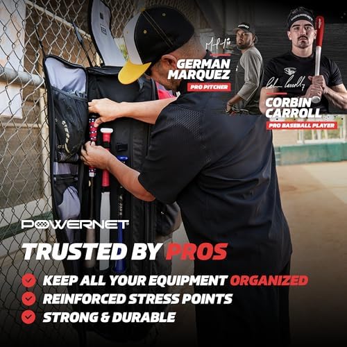PowerNet All Gear Transporter Baseball Travel Bag, Rolling Duffle with Wheels & Handle for Baseball Accessories, Catchers Gear & Bats