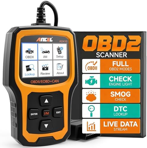 ANCEL AD410 Enhanced OBD2 Scanner, Vehicle Code Reader for Check Engine Light, Automotive OBD II Scanner Fault Diagnosis