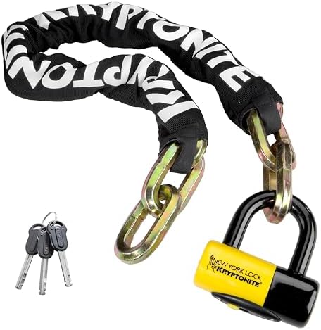 Kryptonite New York FAHGETTABOUDIT 1410 Bike Chain Lock, 3.28 Feet Long 14mm Steel Chain Heavy Duty Anti-Theft Bicycle Chain Lock with Keys