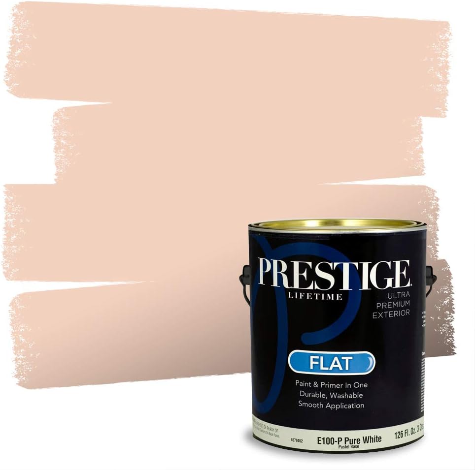 PRESTIGE Paints Exterior Paint and Primer In One, 1-Gallon, Semi-Gloss, Comparable Match of Sherwin Williams* Captivating Cream*