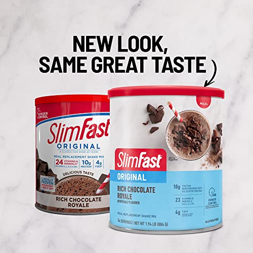 SlimFast Meal Replacement Powder, Original Rich Chocolate Royale, Weight Loss Shake Mix, 10g of Protein, 52 Servings (Packaging May Vary)
