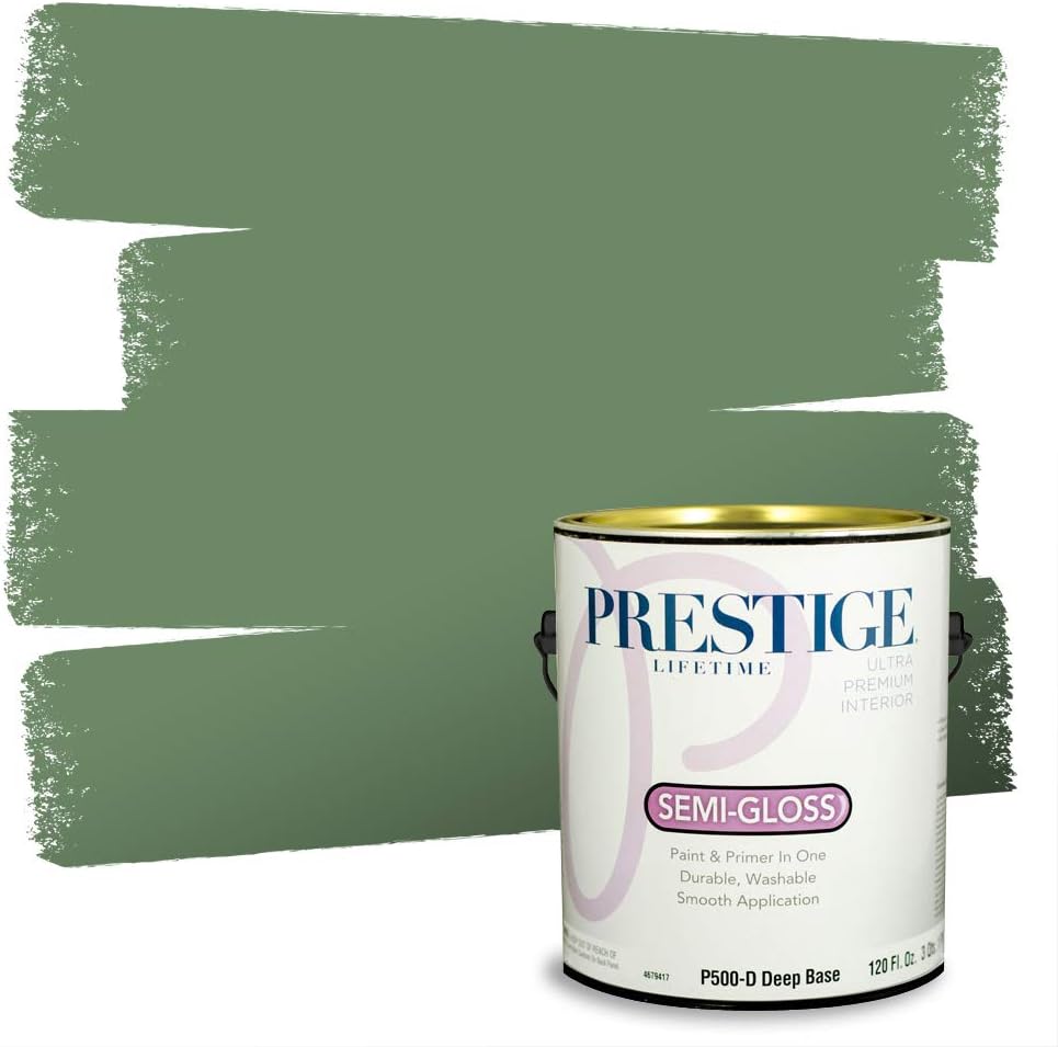 PRESTIGE Paints Exterior Paint and Primer In One, 1-Gallon, Semi-Gloss, Comparable Match of Sherwin Williams* Shamrock*