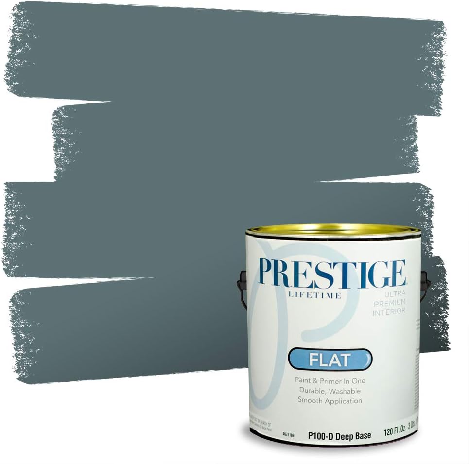 PRESTIGE Paints E100-T-SW6241 Exterior Paint and Primer in One, 1-Gallon, Flat, Comparable Match of Sherwin Williams Aleutian, 1 Gallon, SW18-Aleutian