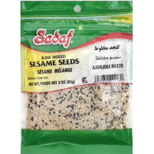 Sadaf Black Sesame Seeds - Sesame Seeds for Cooking and Food Flavoring - Spice Mediterranean Cuisine - Semillas de Ajonjoli - Kosher - 3 Oz Resealable Bag