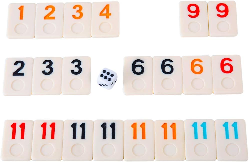 Homwom 106 Tiles Rummy Game - Travel Games Rummy Board Game Rummy Set with Aluminum Case & 4 Anti-Skid Durable Trays