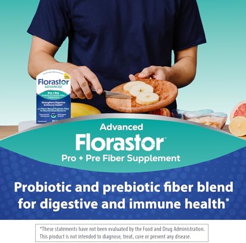 Florastor Advanced Pro+Pre Daily Probiotic and Prebiotic, 30 Capsules | Boosts Good Bacteria with Saccharomyces Boulardii CNCM I-745