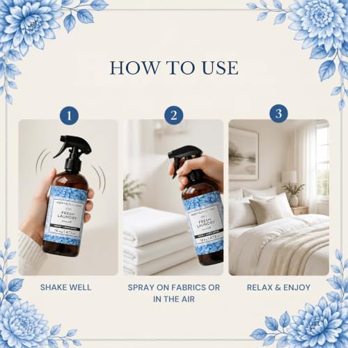 Abbey & Sullivan Odor Eliminating and Refreshing Linen and Room Spray, Fresh Laundry, 16 oz