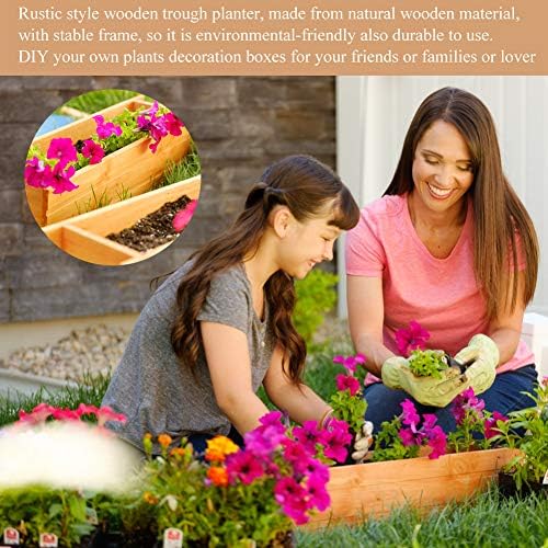 Wooden Plant Seeds Box, 2 Colors Randomly Indoor Outdoor Windowsill Kitchen Garden/Flower Planter Trough (3Pcs)