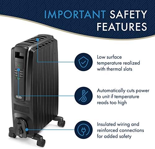 De'Longhi Dragon Digital Oil Filled Radiator Heater, 1500W Electric Space Heater for indoor use, programmable timer, Energy Saving, full room heater with safety features TRD40615E