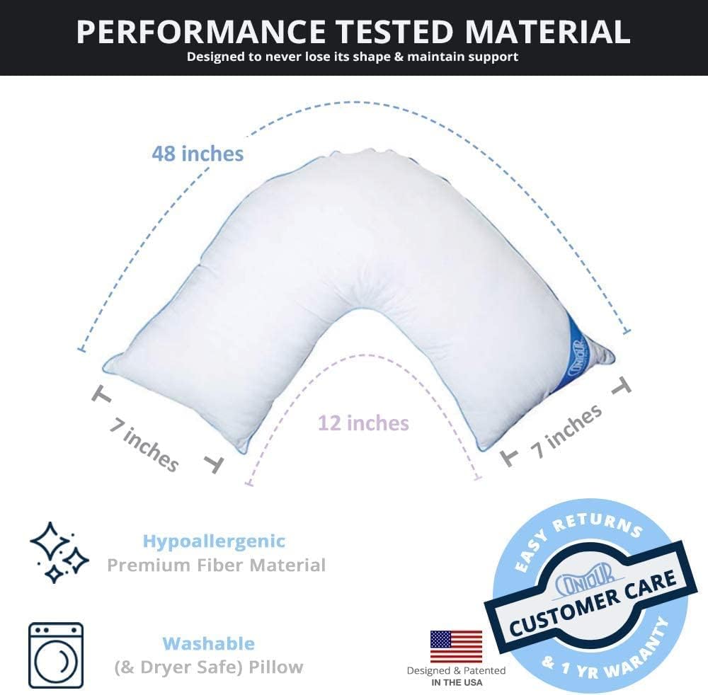 Contour L Shaped Bed & Body Support Pillow for Side Sleepers | Multi-Functional Relief Pillow for Shoulder, Hips or Knees