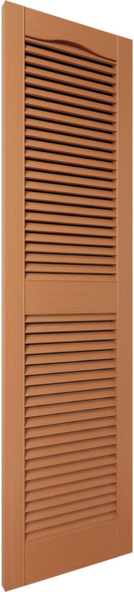 Ekena Millwork 14.5 in. W x 48 in. H Builders Edge, Standard Cathedral Top Center Mullion, Open Louver Shutters, Includes Matching Installation Spikes (Per Pair), 002 - Black