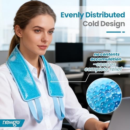 NEWGO Ice Pack for Neck Pain Relief, FSA Eligible, Blue | Double-sided Material, Neck Ice Wrap for Cervical Pain, Office Pressure, Sports Injuries