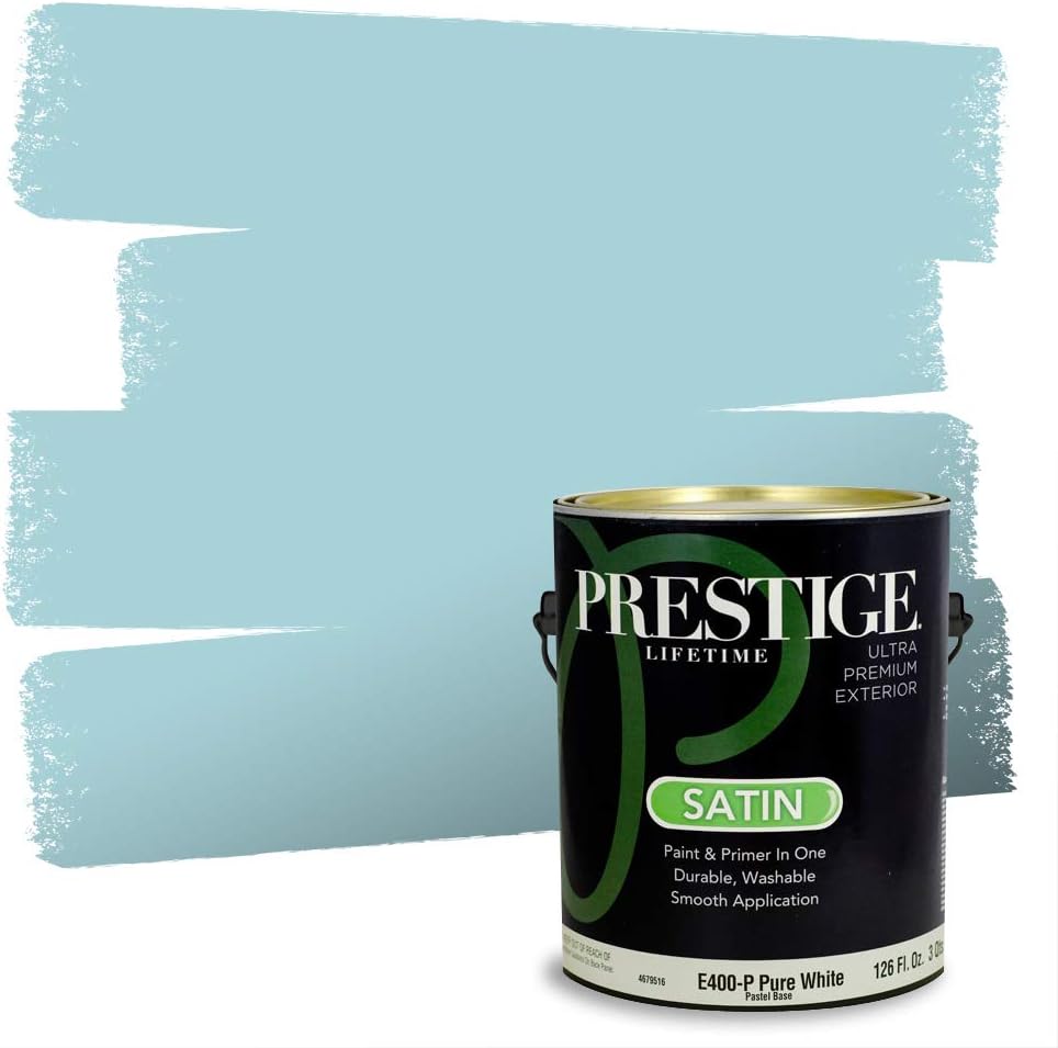 PRESTIGE Paints Exterior Paint and Primer In One, 1-Gallon, Satin, Comparable Match of Sherwin Williams* Blue Nile*