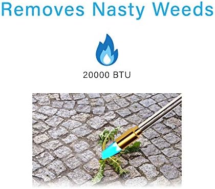 IGNIGHTER Weed Burner Torch – Use with Propane and MAPP Gas – with Built-in Piezo Igniter and Flame Control Valve – 35 Inches Long.