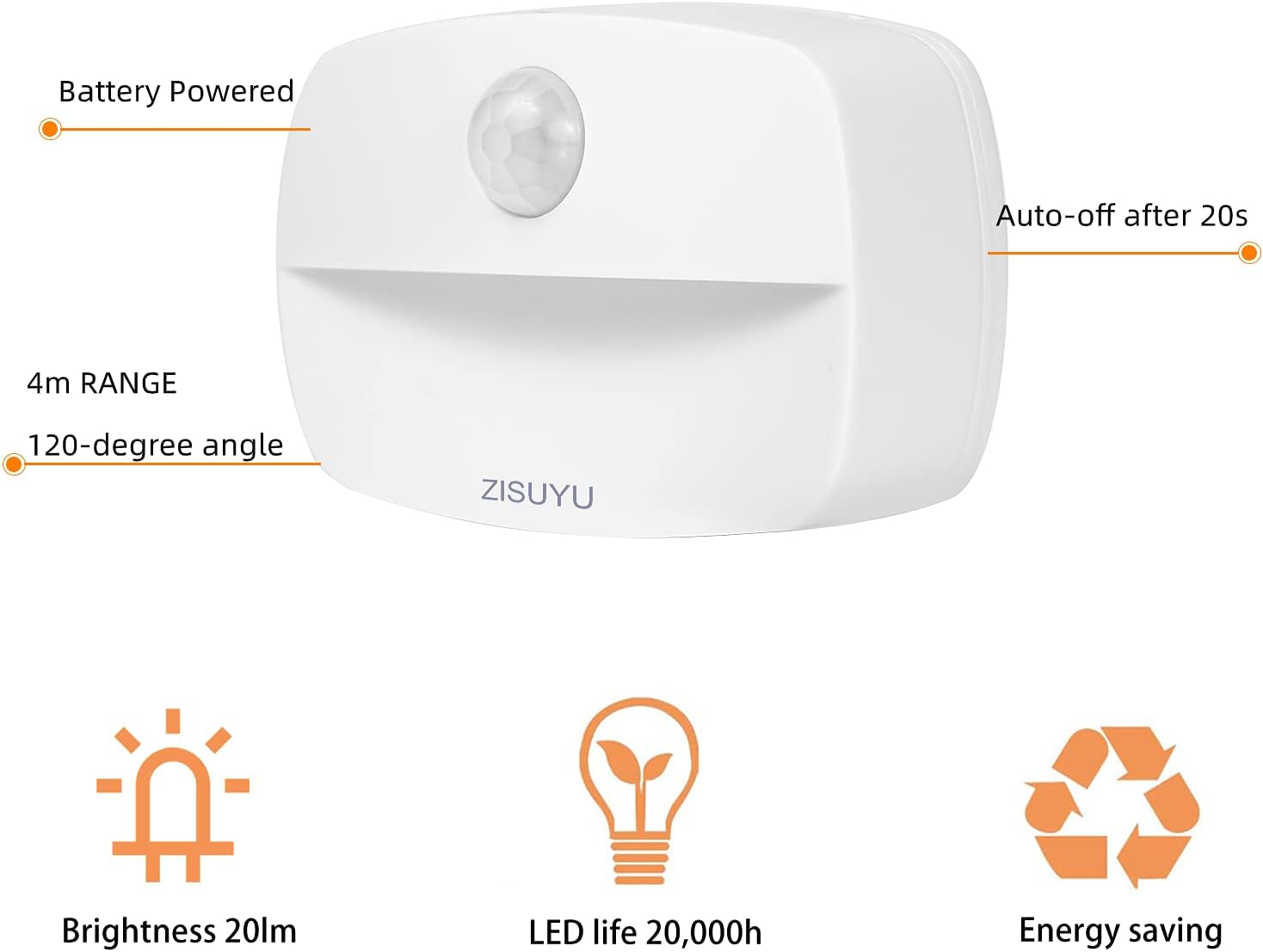 ZISUYU 6-Pack Mini Motion Sensor Night Light Indoor Battery Operated