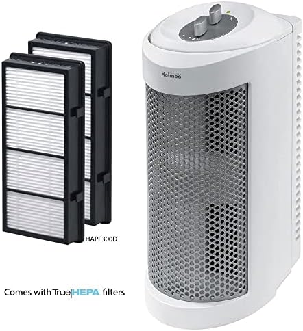 Holmes True HEPA Allergen Remover Mini Tower Air Purifier with Optional Ionizer | Small Space Air Purifier, White (HAP706-NU-1)