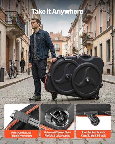 VEVOR Bike Travel Bag, Road Bike Bag Road Bicycle Storage Carry with TSA Lock & Dual Zipper for Air Travel, Outdoor Use, Airplane, Car, Train, Subway Transport