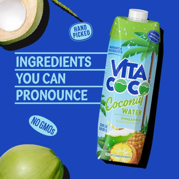 Vita Coco, Coconut Water Pineapple, 33.8 Fl Oz