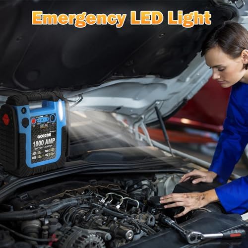 1800 Amp Jump Starter with Air Compressor, acetek Car Battery Jump Starter 260 PSI Tire Inflator