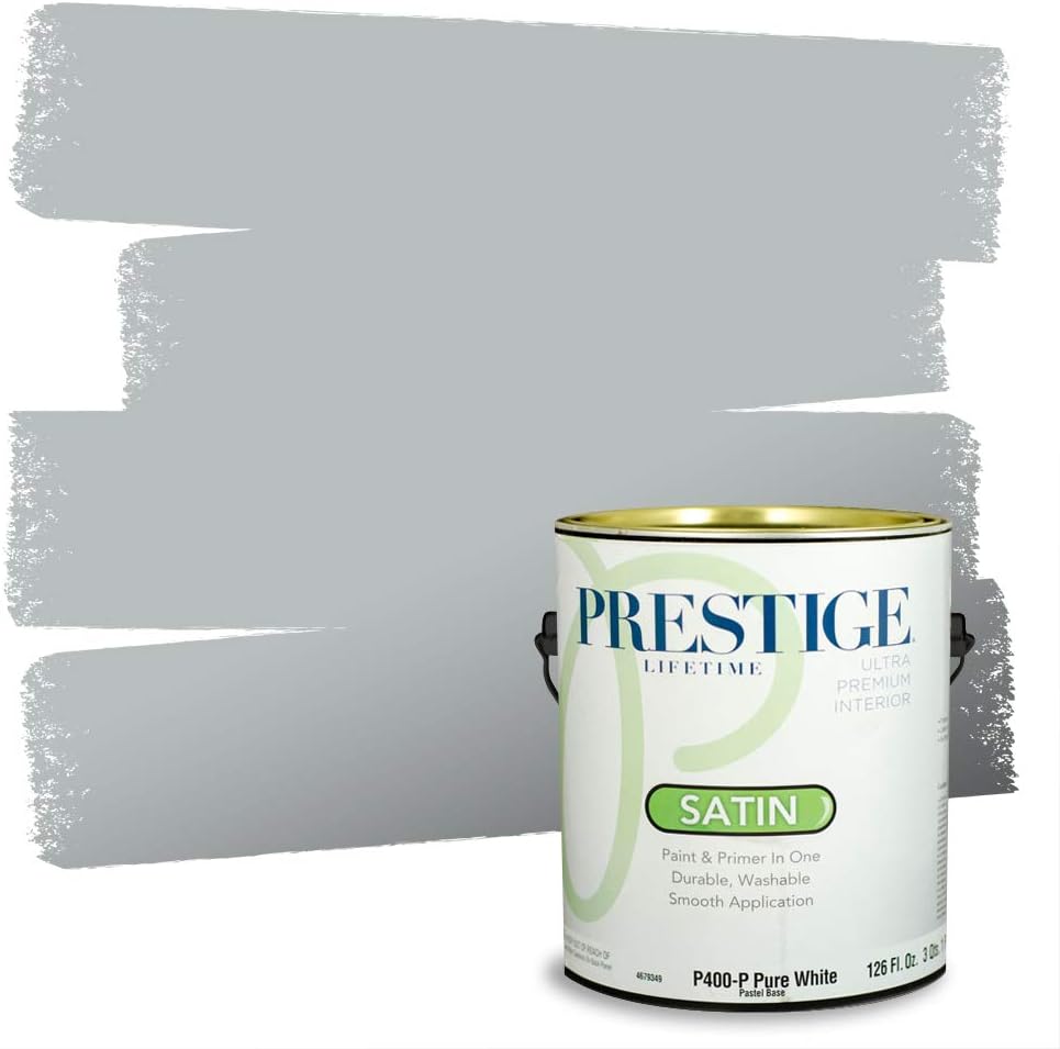 PRESTIGE Paints Exterior Paint and Primer In One, 1-Gallon, Satin, Comparable Match of Sherwin Williams* Tricorn Black*