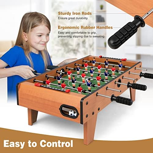 Giantex 27" Foosball Table, Easily Assemble Wooden Soccer Game Table Top w/Footballs, Indoor Table Soccer Set for Arcades, Game Room, Bars, Parties