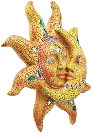 Ebros Colorful Celestial Heavens Mosaic Sun and Moon Wall Decor Plaque 12"Tall Day Surrendering Unto Night Belenos God And Goddess Selene Hanging
