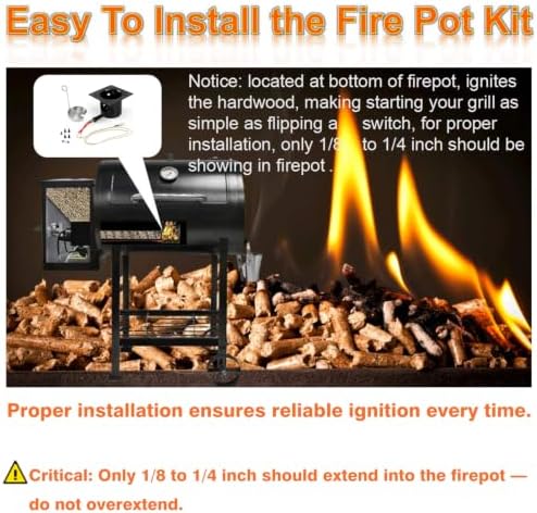 Pellet Grill Burn Pot & Igniter Kit, 200W/120V Heating Element