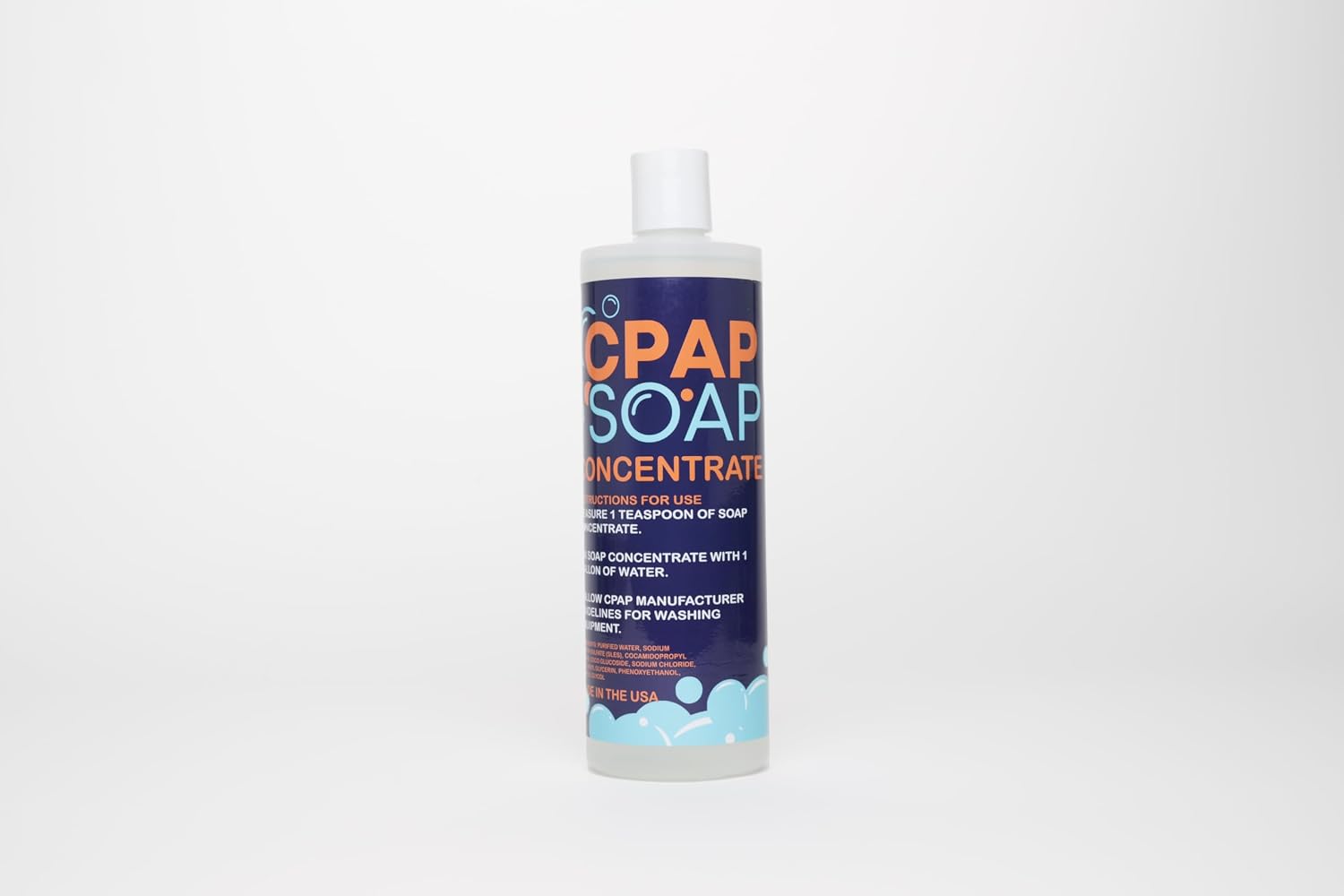 Concentrate, 16 Fl Oz Liquid Cleaning Solution for Mask, Hose, and Accessories - CPAP Cleaning Supplies - Alcohol, Fragrance
