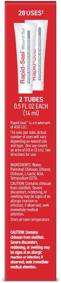 Rapid-Seal Hemostatic Wound Gel, 2 Tube, Stops Bleeding in Seconds