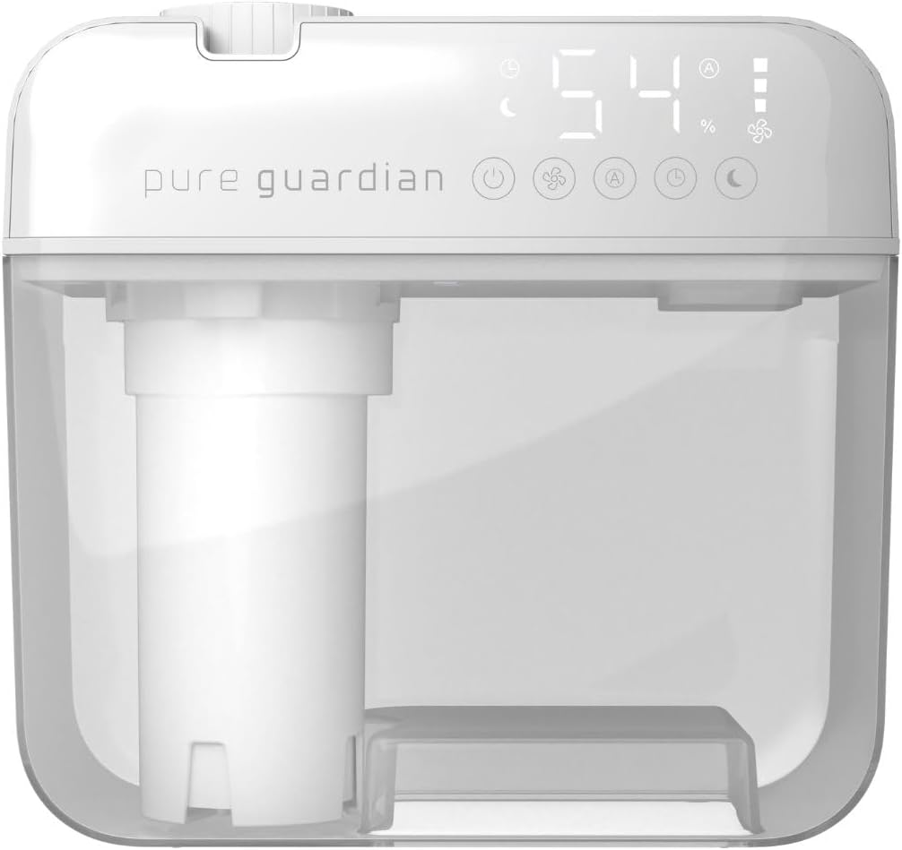 PureGuardian Ultrasonic Cool Mist Humidifier with Aromatherapy Tray, 70-Hour Run Time, 1-Gallon Tank Capacity, 320 Sq. Ft. Coverage for Small Rooms