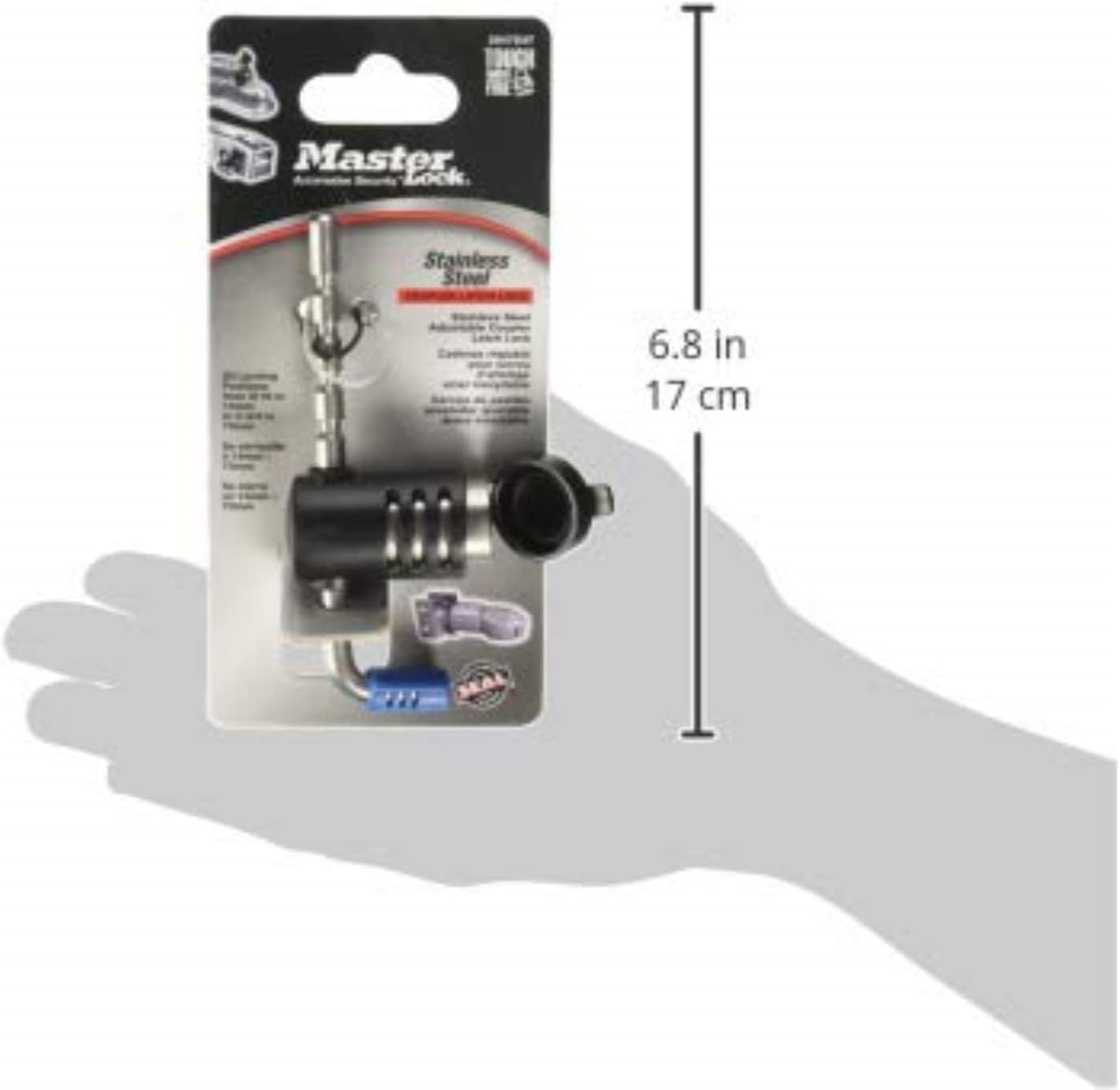 Master Lock Adjustable Coupler Lock Stainless Steel Trailer Hitch 2847DAT | Keyed trailer hitch helps secure RVs, trailers & towing gear