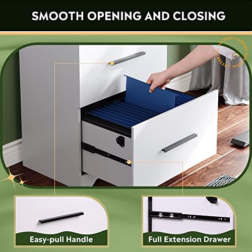 DEVAISE Lateral File Cabinet with Lock, 2 Drawer Filing Cabinet, Black