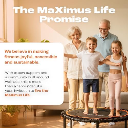 MXL FIT Bounce PRO XL Bungee Rebounder - Premium Indoor Mini Trampoline for Adults, Silent Low-Impact Bounce