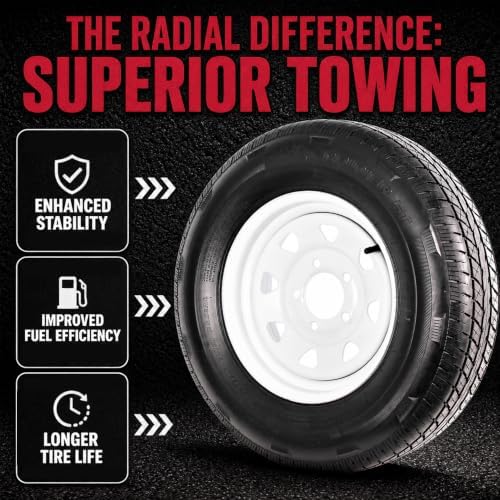eCustomrim 2-Pack Radial Trailer Tire Rim Assembly ST175/80R13 5 Lug White | Spoke Wheel, 5 Lug on 4.5 Inch Center Bolt Pattern
