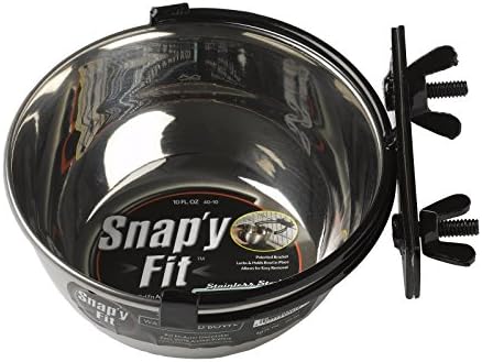MidWest Homes for Pets Snap'y Fit Stainless Steel Food or Water Bowl, Holds 1 Quart, Mounts to Wire Crates, No-Tip Design, Rust-Resistant, for Dogs and Cats