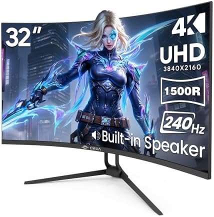 CRUA 34 Inch 21:9 UWQHD 100Hz IPS Ultrawide Curved Monitor, Speakers, White | 120% sRGB, 92% DCI-P3, 1.07B Colors, FreeSync, Blue Light, 3800R, HDMI 2.0, DP 1.4, 100x100 Mount, Office, Editing, Design PC