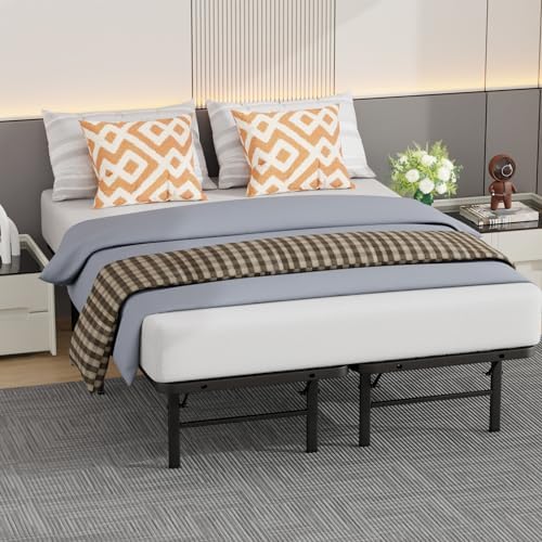 BestMassage | Twin Bed Frame | Metal | Heavy Duty Steel Slats with 6 Legs | Foldable | Sturdy, No Box Spring Needed | Easy to Assemble with Under-Bed Storage | Furniture for Home, Dorms