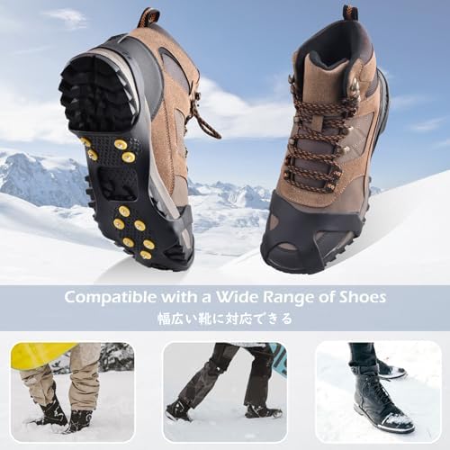 Ice Cleats for Shoes and Boots Anti Slip Ice Grips Snow Crampons Traction Cleats Hiking Fishing Walking Gear