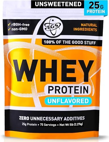 Whey Protein Powder Unflavored, Unsweetened - No Artificial Ingredients for Men & Women - 2lb Soy-Free, No Gluten, Keto Friendly - Post Workout Muscle Recovery