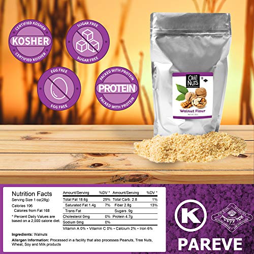 Oh! Nuts Flour | Fresh Flour in Resealable Bulk Bag | Healthy Flour for Baking, Cooking & Eating Recipes | Certified Kosher, Dairy & Egg Free
