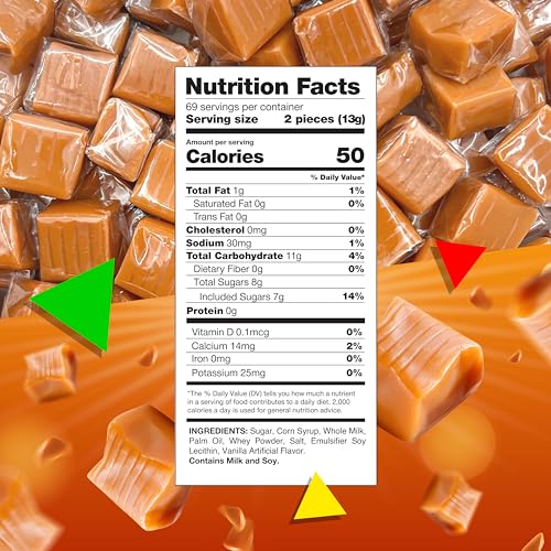 Caramel Candy Individually Wrapped, Caramel Cubes, 2 Lb Bag