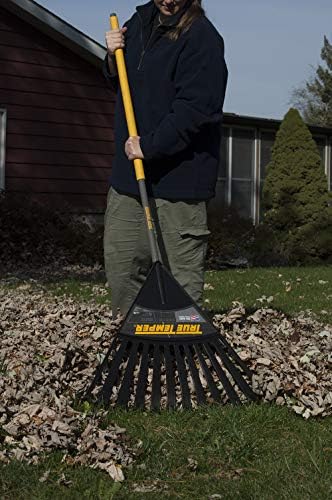 True Temper 2914912 Clog Free Poly Leaf Rake with 48 in. Hardwood Handle with Cushion Grip, 24 Inch