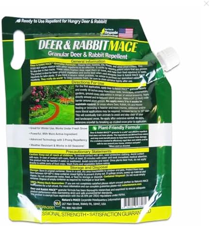 Nature's MACE Deer & Rabbit Repellent 25 lb Granules | Covers 25,000 Sq Ft, Repel Deer from Your Home & Garden, Deterrent, Safe to use Around Children, Plants, Produce.