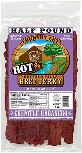 Buffalo Bills Mesquite Country Cut smoked Beef Jerky, Moist & Tender, 8 Oz | Mesquite Beef Jerky, Made In USA, High Protein, Low Carb, For Work, Trips, On-The-Go Snacking, Smoky Flavor, Hot Snacks