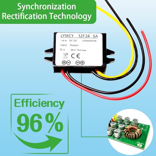DC Boost Converter 12V to 24V Converter 5A 120W Step Up Converter Voltage，Waterproof Power Supply Module Boost Transformer for Car Truck Vehicle