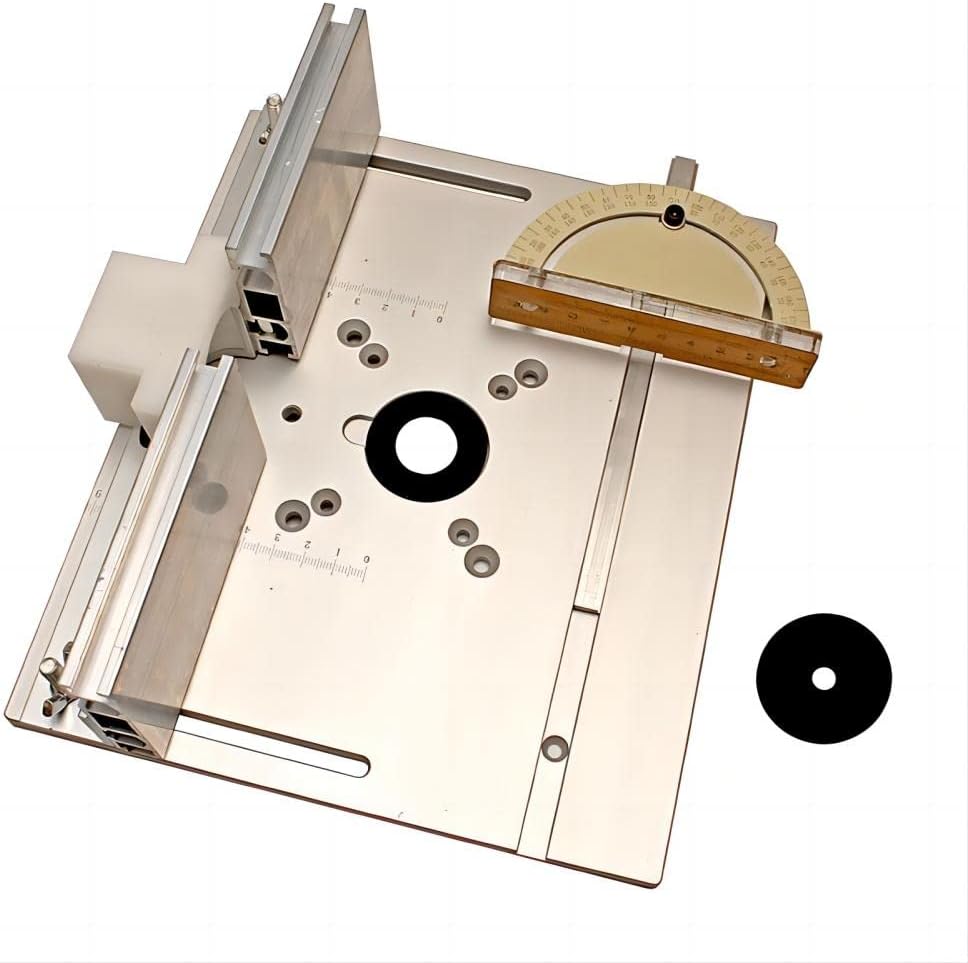 KETIPED Aluminium Router Table Insert Plate,Woodworking Benches Router Flip Plate W/Miter Gauge Guide Fence Sliding Brackets