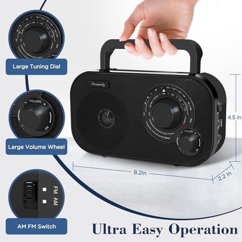 DreamSky AM FM Portable Radio Plug in Wall or Battery Operated